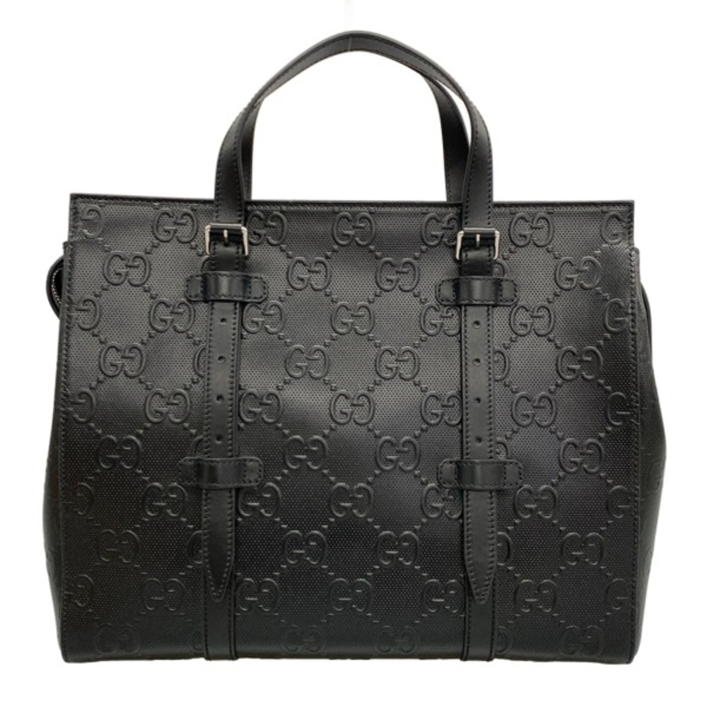 Gucci handbag GG embossed leather black bag
